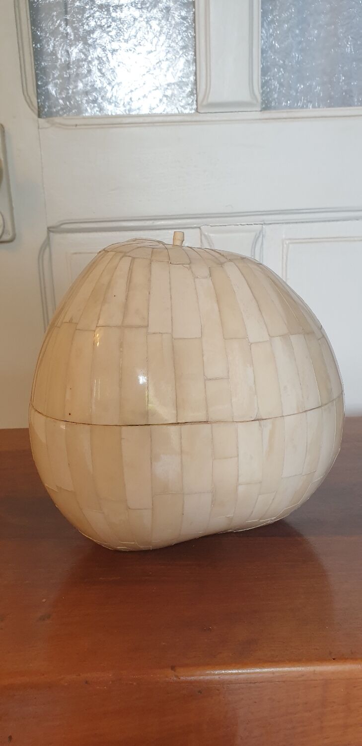 Coconut ice cube bucket, 50s marquetry