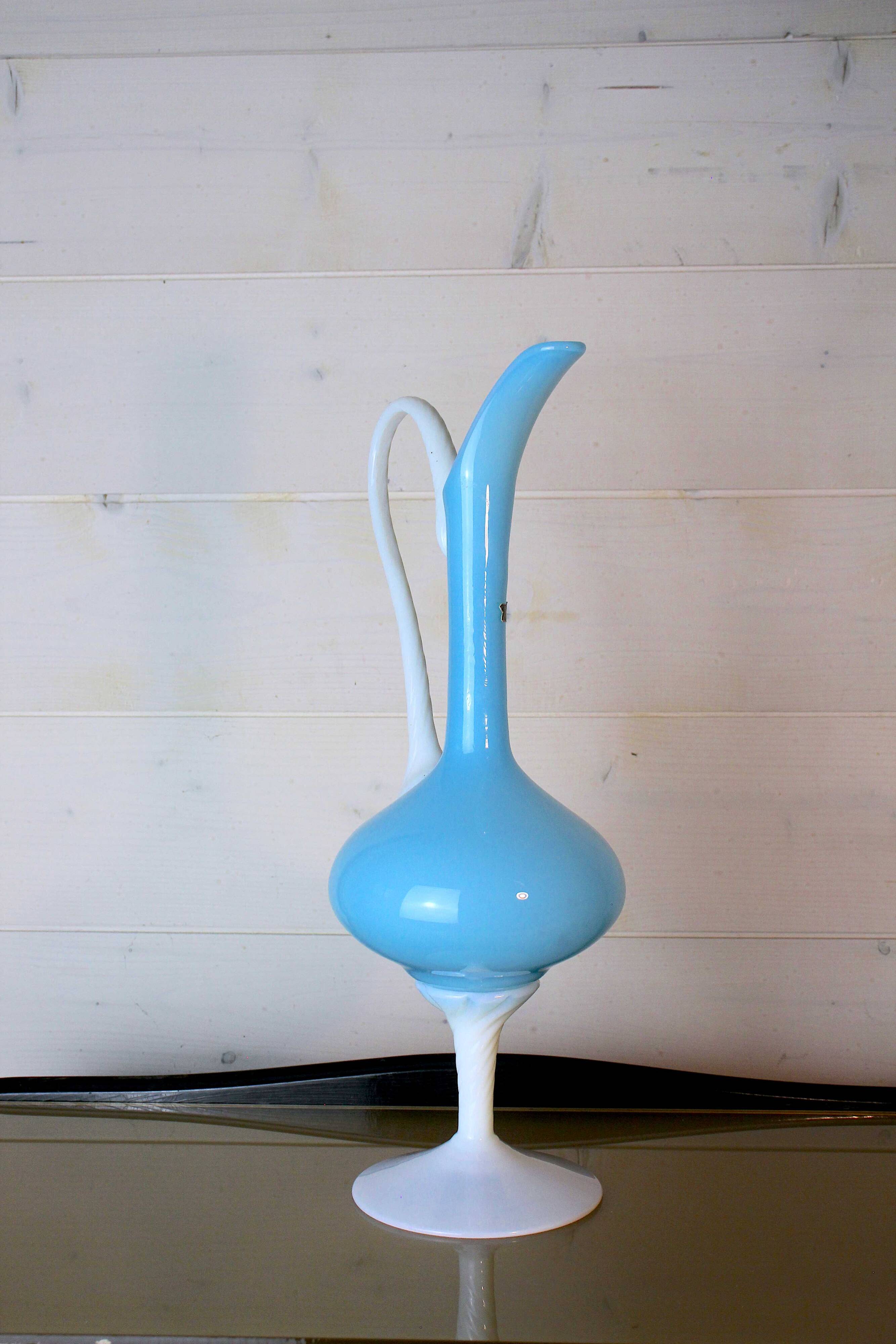 Italian glass vase, handmade, Florence region, Italy 1970s