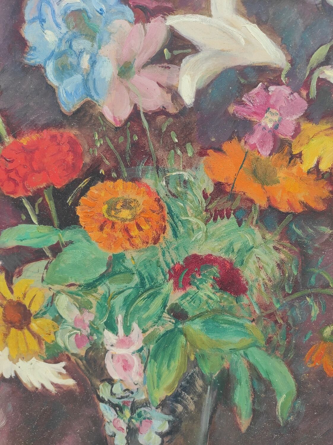 Bouquet on canvas signed