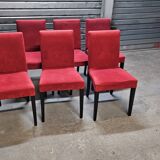6 red fabric chairs