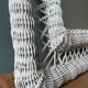 Rattan mirror, white woven wicker, 1960 57x73cm