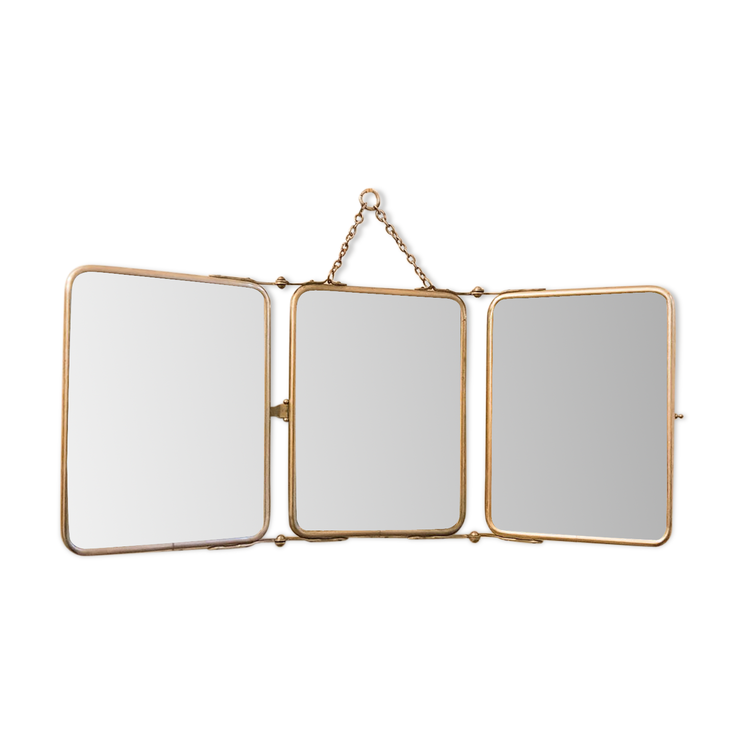 Old barber triptych mirror - 22x51cm