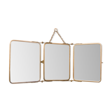 Old barber triptych mirror - 22x51cm