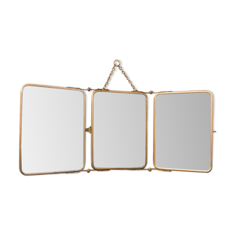 Old barber triptych mirror - 22x51cm