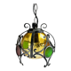Brutalist cast iron and colored glass pendant, 1970s