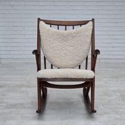 1960s, Danish rocking chair by Frank Reenskaug, model 182, sheepskin.