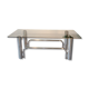 Table basse 1970 verre fumé et chrome