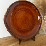 Vintage large serving plate brown honey Luneville