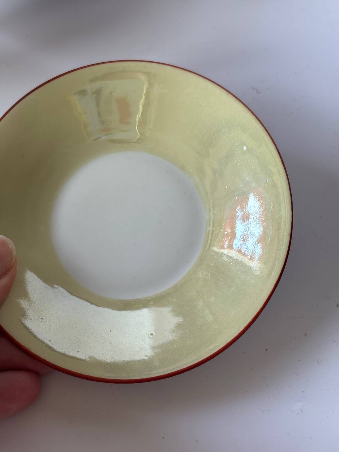 Iridescent Limoges porcelain egg cup set