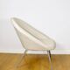 Beige ivory shell armchair from the 70s on grey metal legs - beautiful