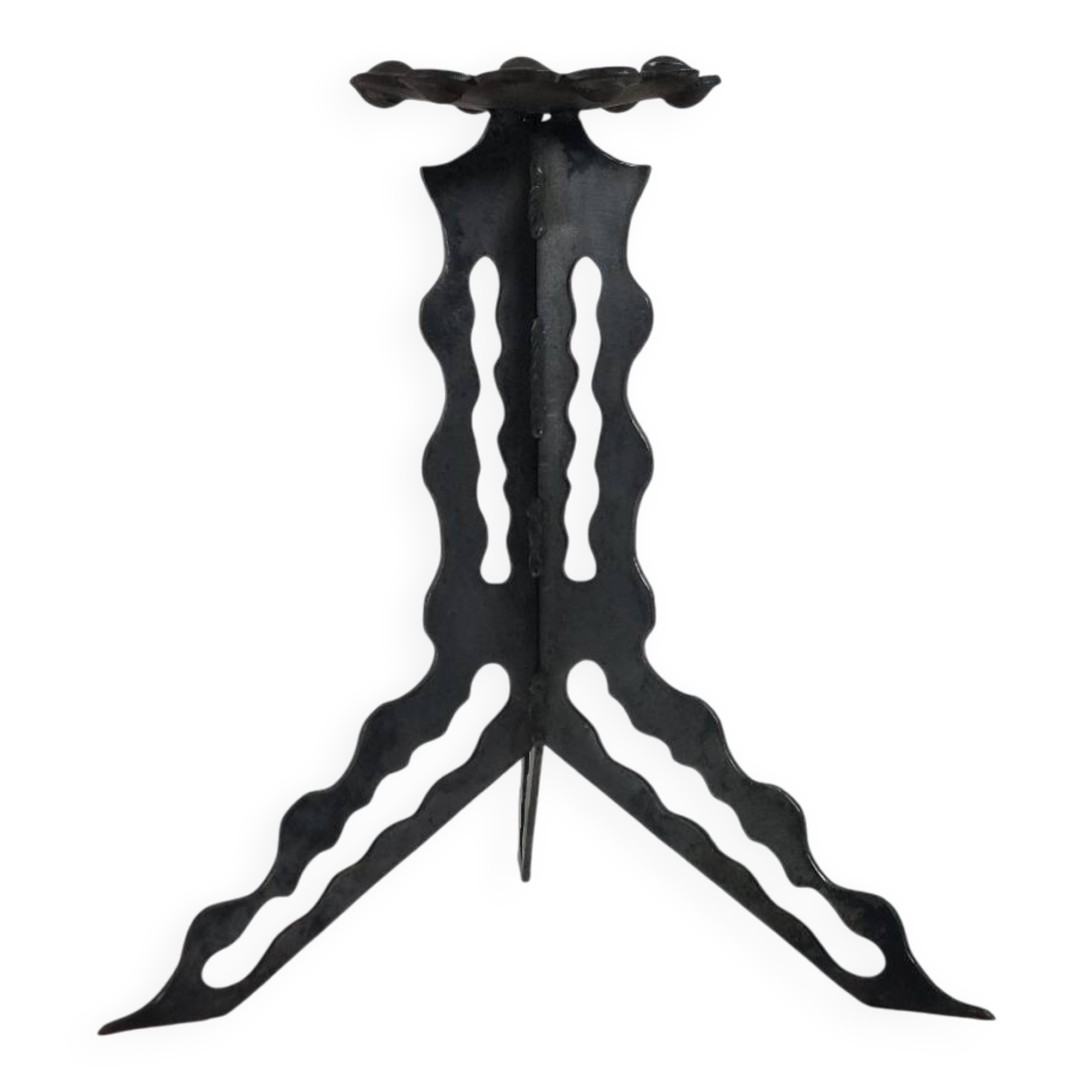 Brutalist column flower support, hand-forged and cut with a blowtorch, one of a kind.