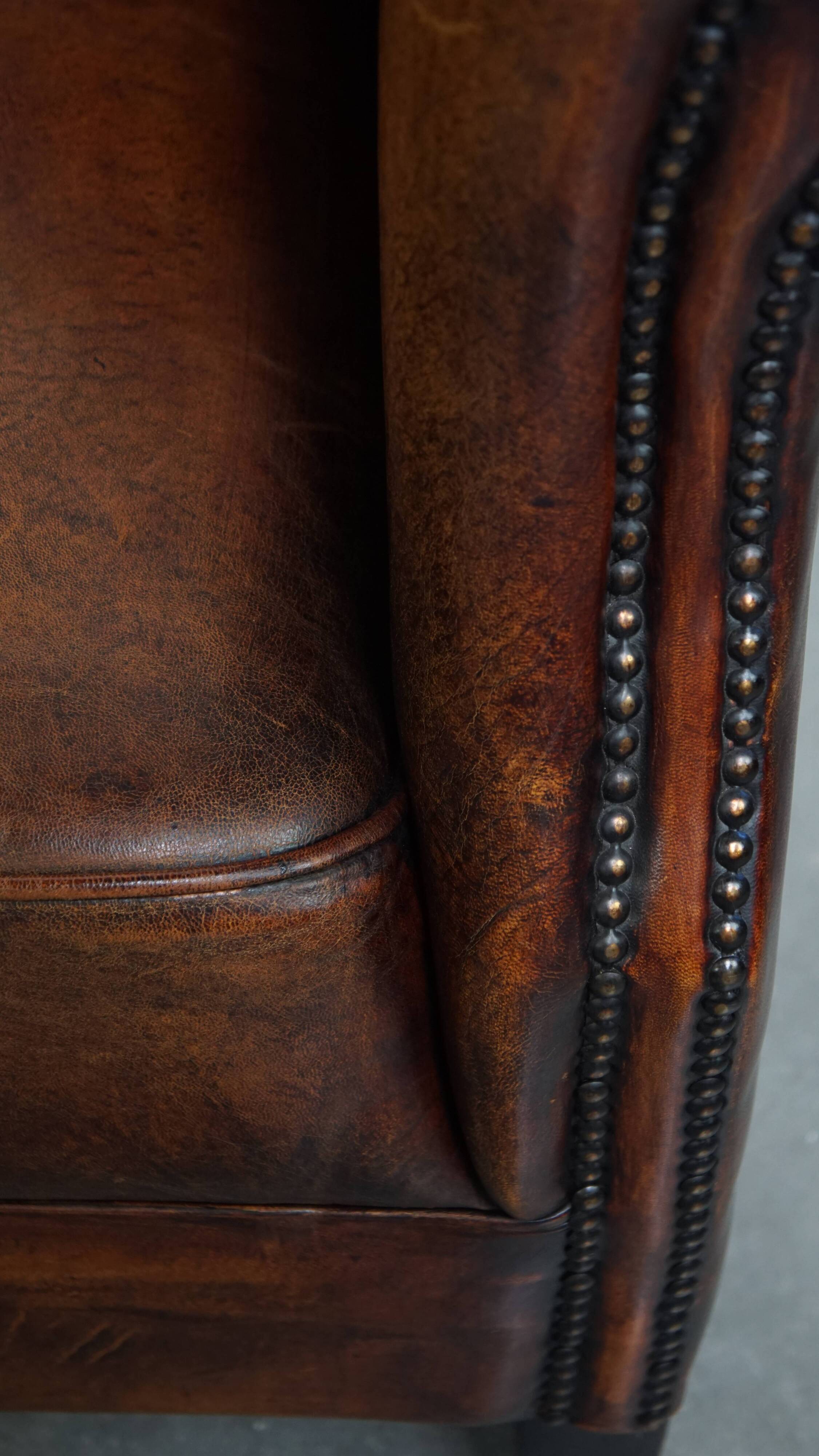 Club chair made of sheepskin leather