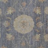 Oriental Grey Beige Stair Runner Rug, Wool Hand Knotted 81 x 295 cm