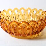 Rare Vintage Amber Honey Glass Fruit Bowl / Italy / 1950s