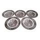 Set of 5 flat plates in English Iron Earth country decoration brown marli floral