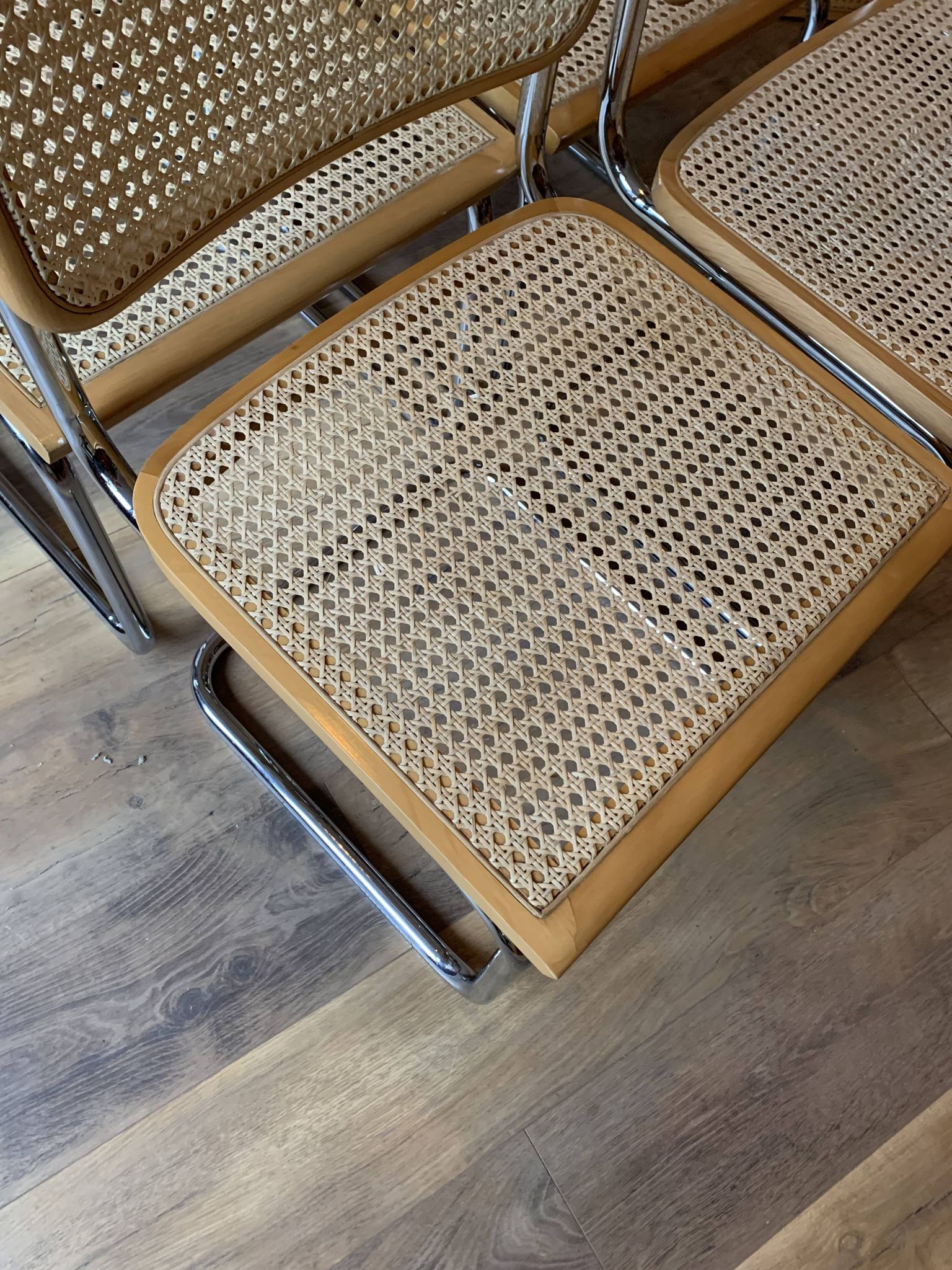 Lot de 6 chaises Cesca du milieu du siècle par Marcel Breuer