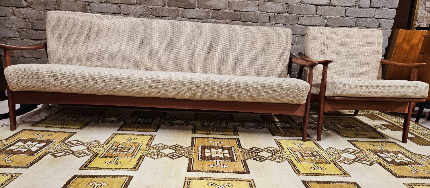 Danish teak Scandinavian sofa armchair set 1960