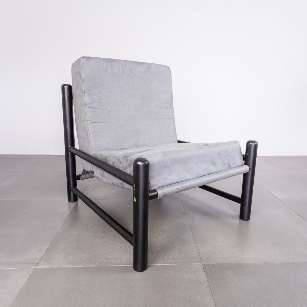 Pair armchairs black velvet 70