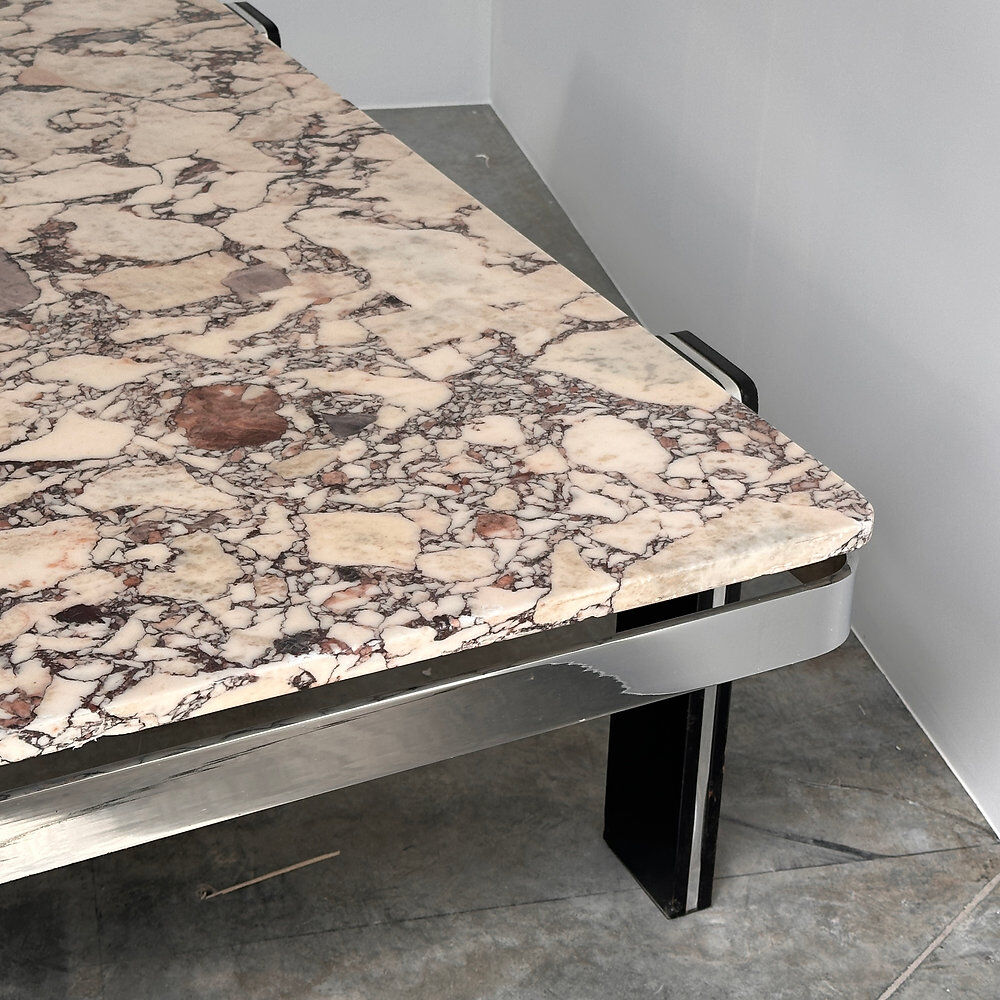 Violetta Calacatta marble coffee table on chrome base, 1970s