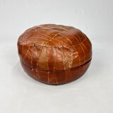 Vintage leather patchwork pouf, 1970