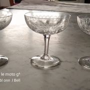 3 champagne glasses in cut glass