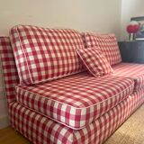 Gingham check sofa bench