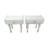 Pair of vintage bedside tables with compass feet