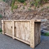 Established ancient French console table / kitchen island / shop counter, early 1900s.