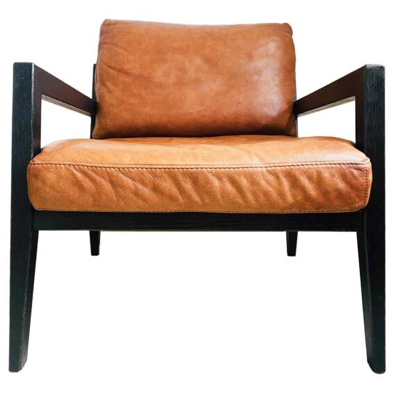 Vintage Danish design armchair nubuck leather brown wood