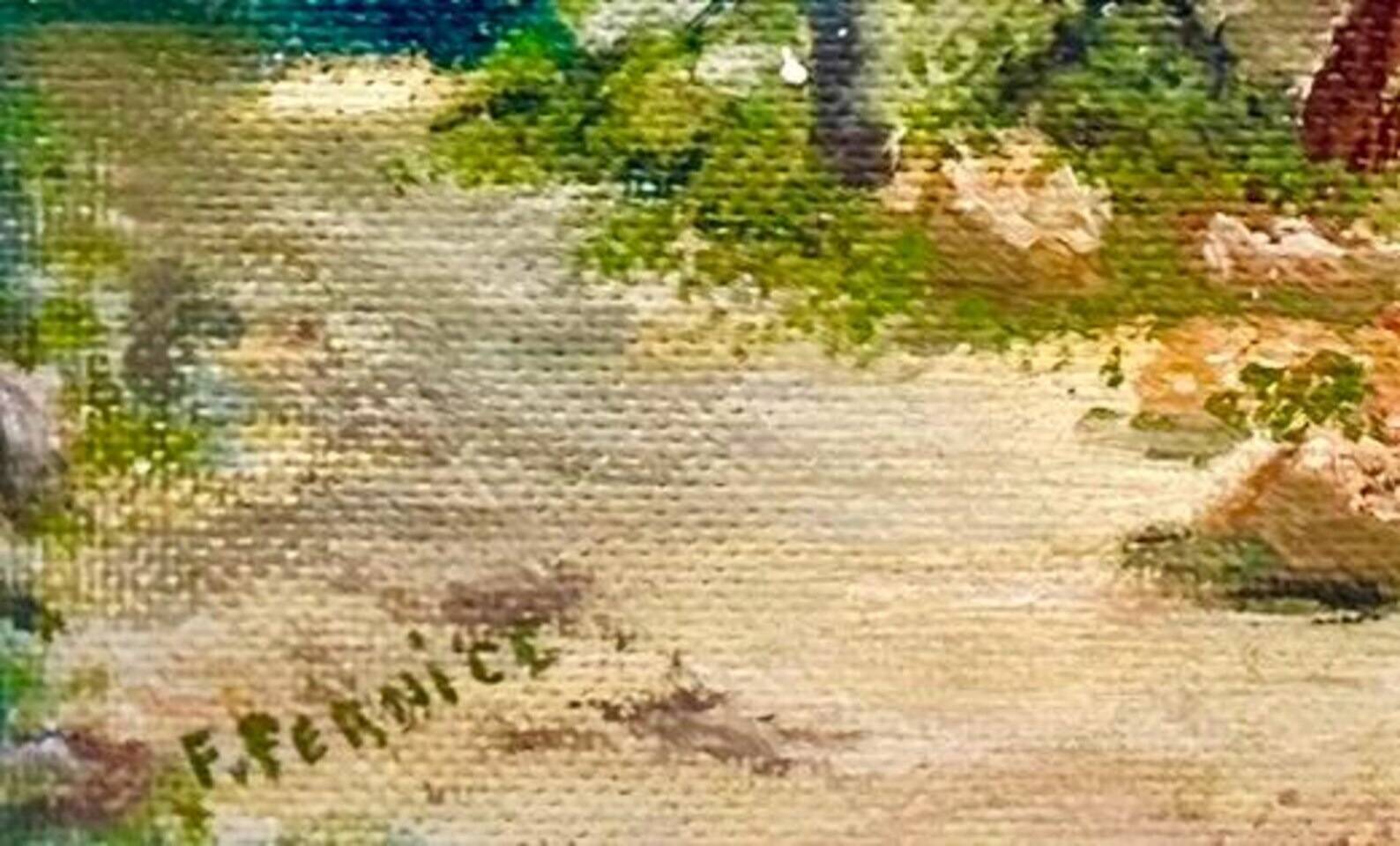 940s French Oil Landscape – Lake View from Aix-les-Bains, Signed Painting