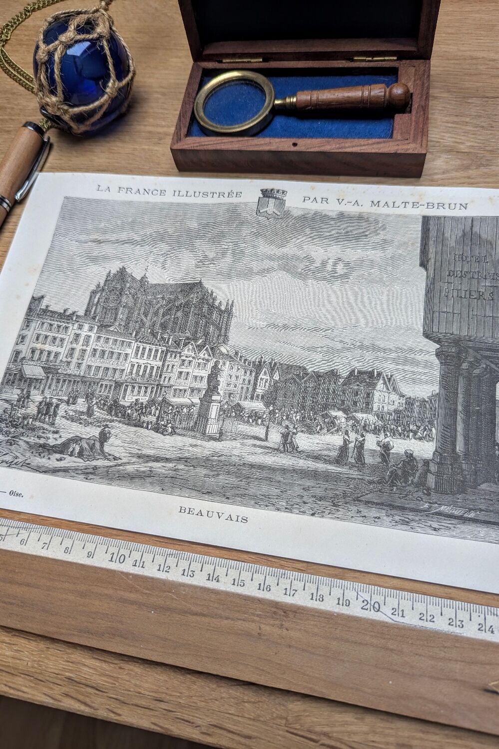 Beauvais, Oise, gravure vintage, imprimée en 1883