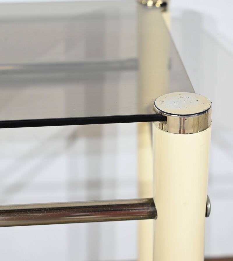 Tables Gigognes en Métal Beige, attribuées à Yves Boutboul – 1970