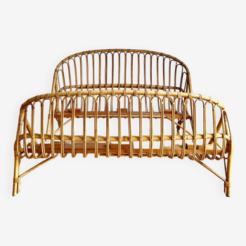 Vintage rattan basket bed 120cm