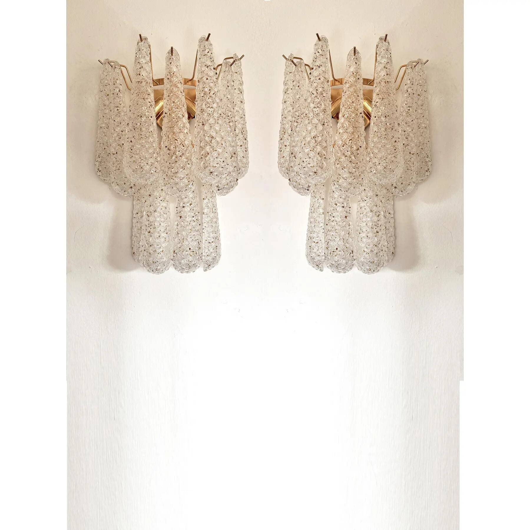 Contemporary Modern “Conchiglie” Murano Glass Gold Wall Sconce - Set of Two
