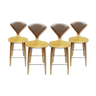 A set of 4 Norman Cherner designed Oak, Chrome and Plywood Bar stools