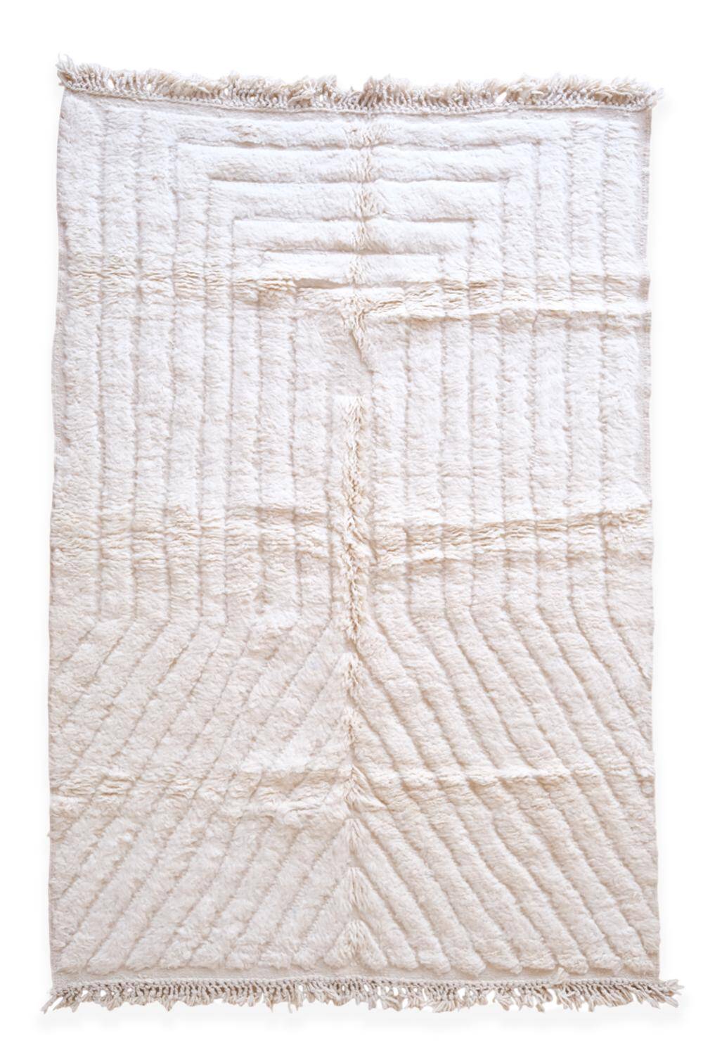 White Moroccan Beni Ourain Rug - 293 x 197 cm