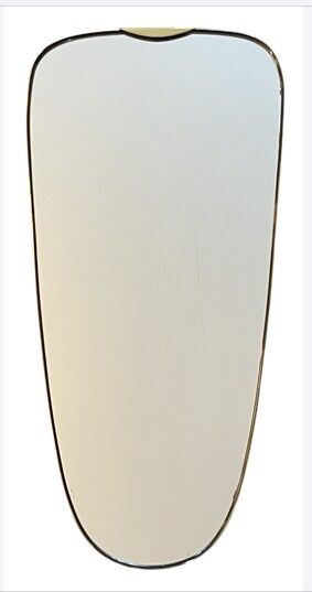 Miroir Art Déco en laiton de forme libre 78 cm