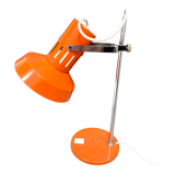 Orange lacquered metal and chrome desk lamp, circa 1970