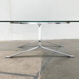 Joker coffee table in chrome and glass in mid-century Space Age style by Olivier Mourgue for Airborne, 1960s.