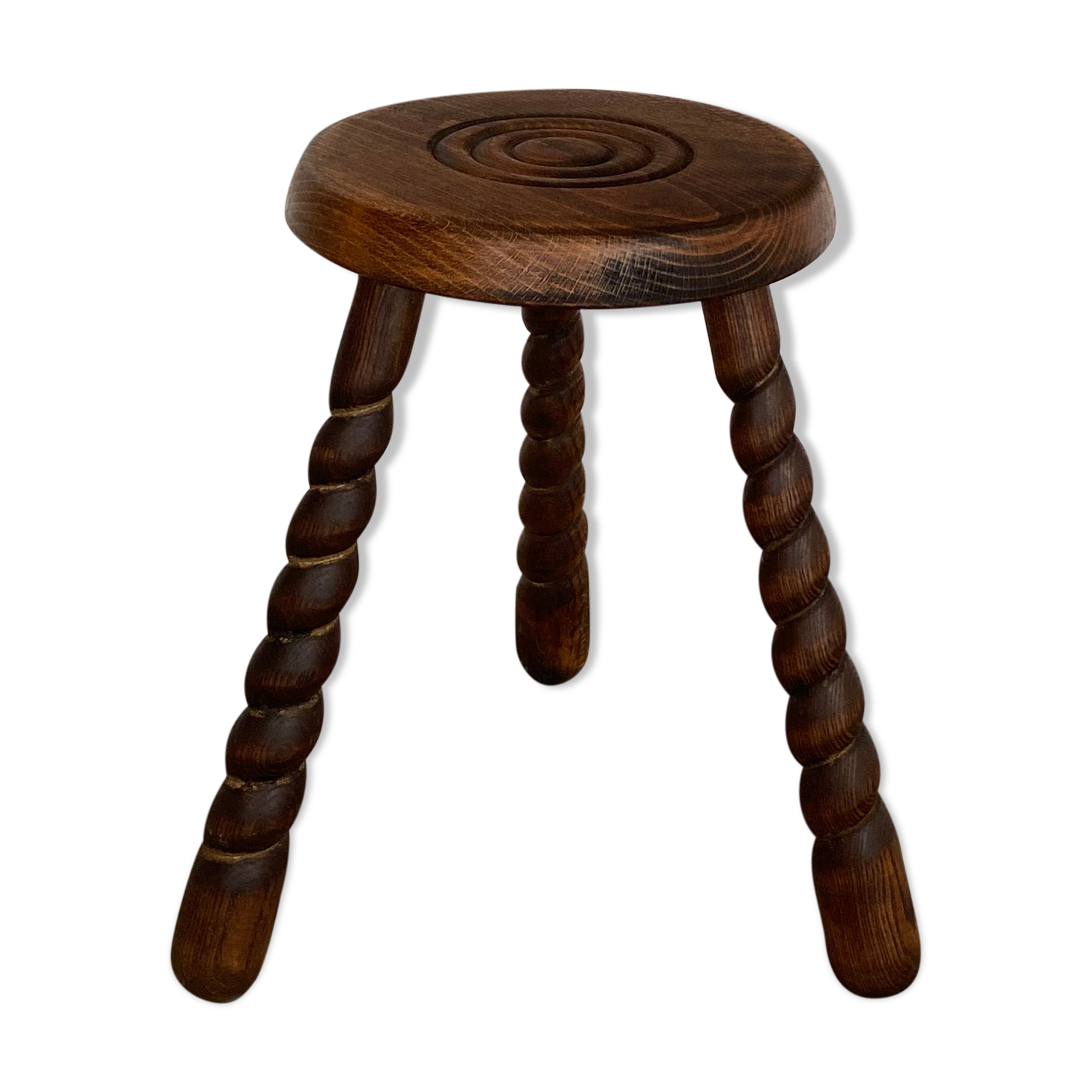 Vintage wood tripod stool turned