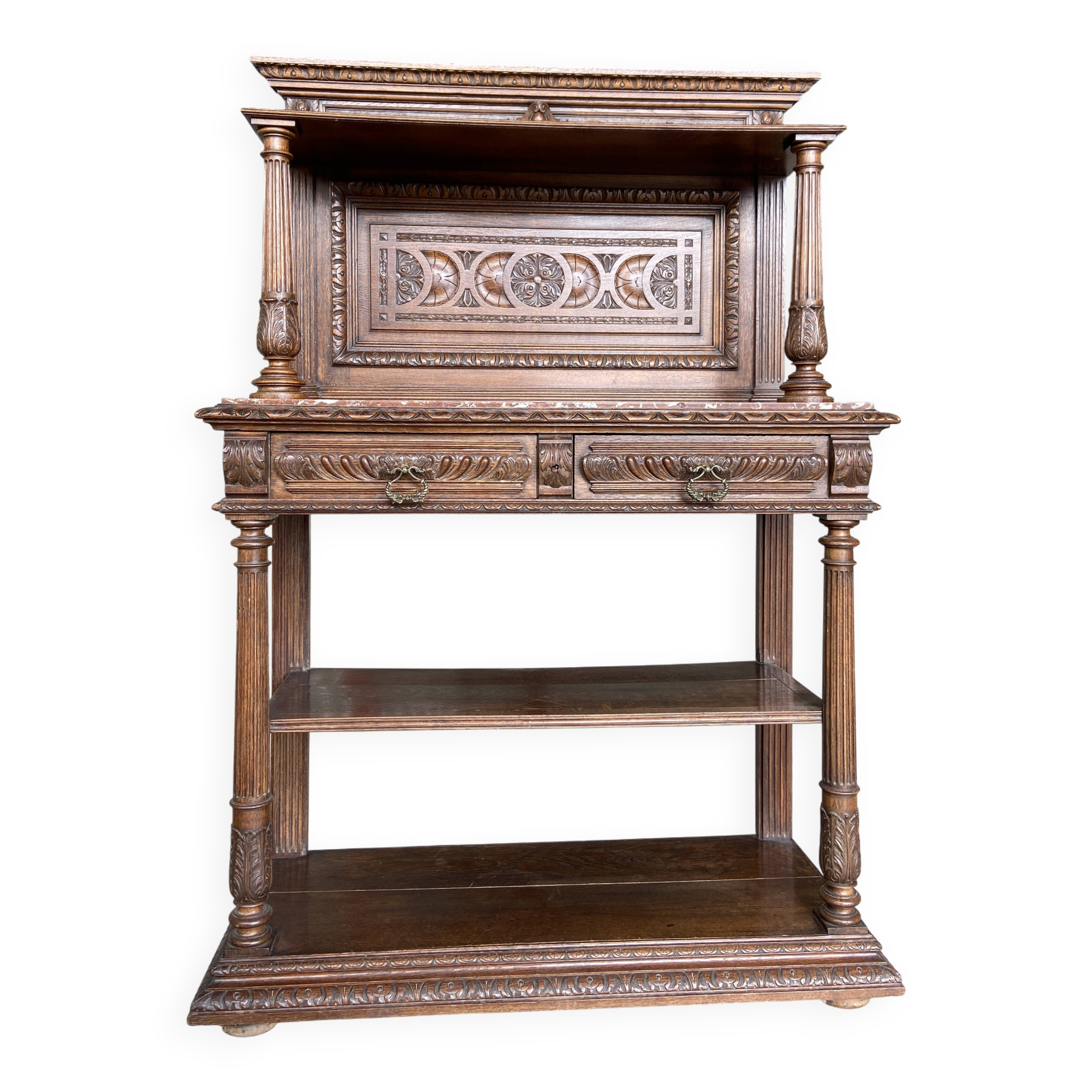 Neo Renaissance sideboard, France chateau Renaissance style Louis XIII carved oak 1880