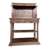 Neo Renaissance sideboard, France chateau Renaissance style Louis XIII carved oak 1880