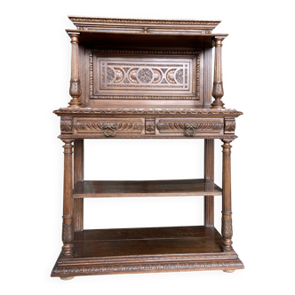 Neo Renaissance sideboard, France chateau Renaissance style Louis XIII carved oak 1880