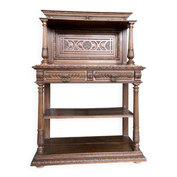 Buffet crédence Néo Renaissance, France château style Renaissance Louis XIII chêne sculpté 1880