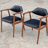 Pair of vintage Scandinavian teak chairs/armchairs - Kai Kristiansen style