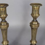 Pair of fluted bronze candlesticks Louis XVI period 27 cm