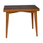 Table de bridge a systeme 1960 chêne clair tissu vert