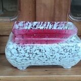 Old planter set and 2 Clichy glass vases