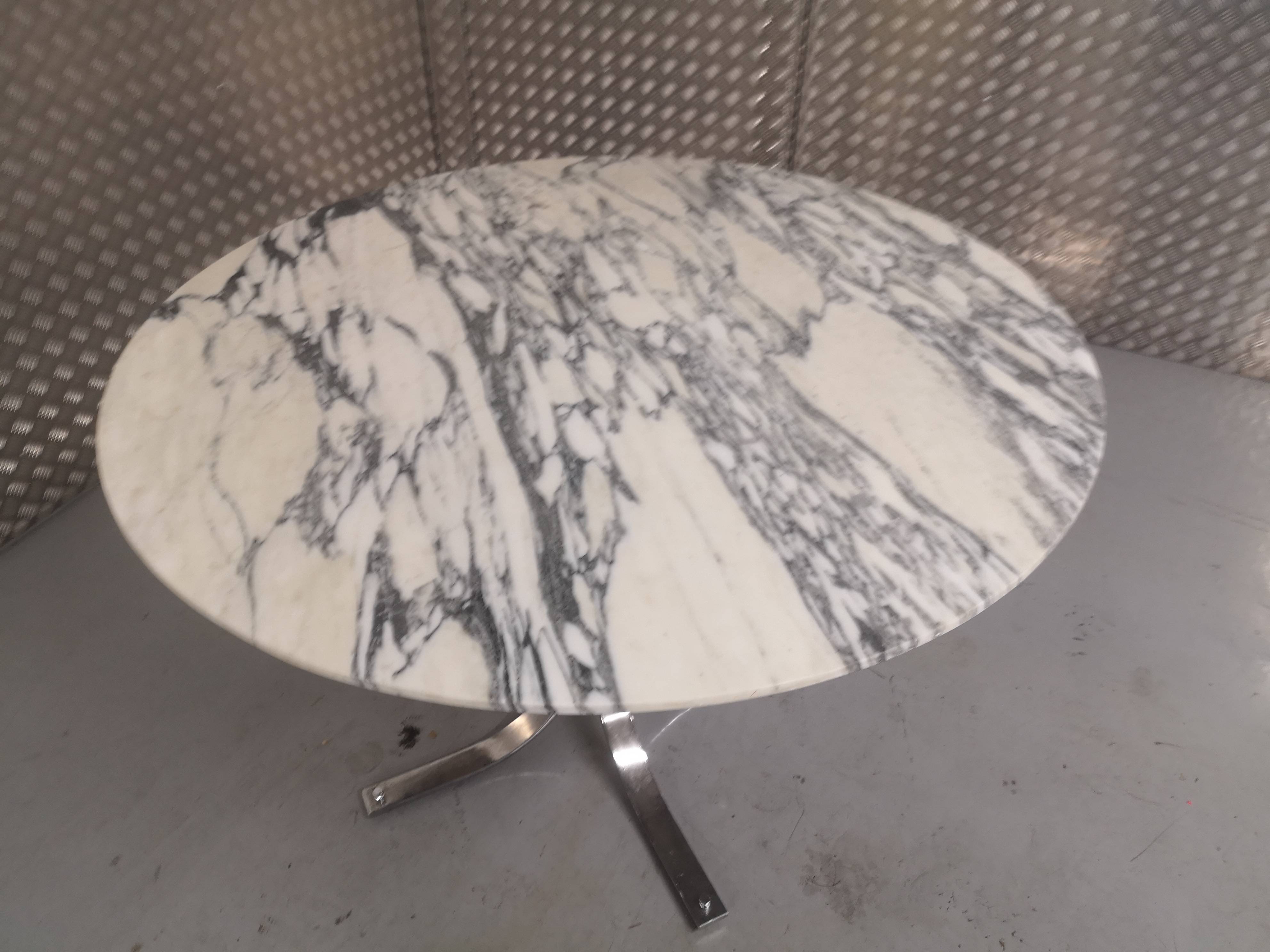 tulip table in marble and chrome metal italy 1970