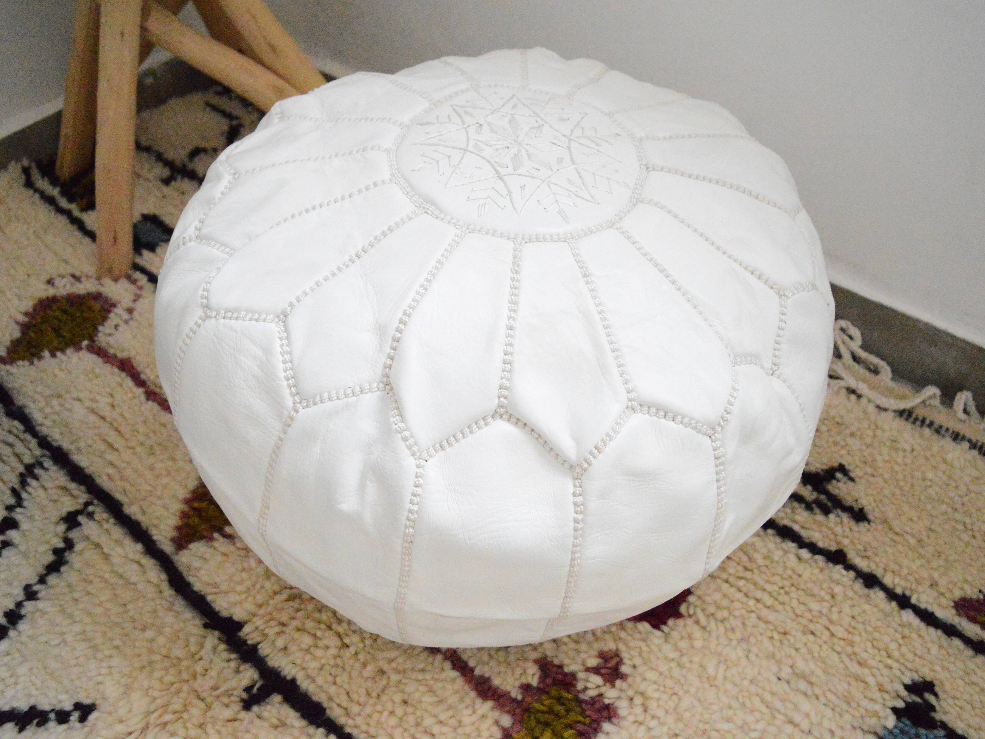 Moroccan leather pouf